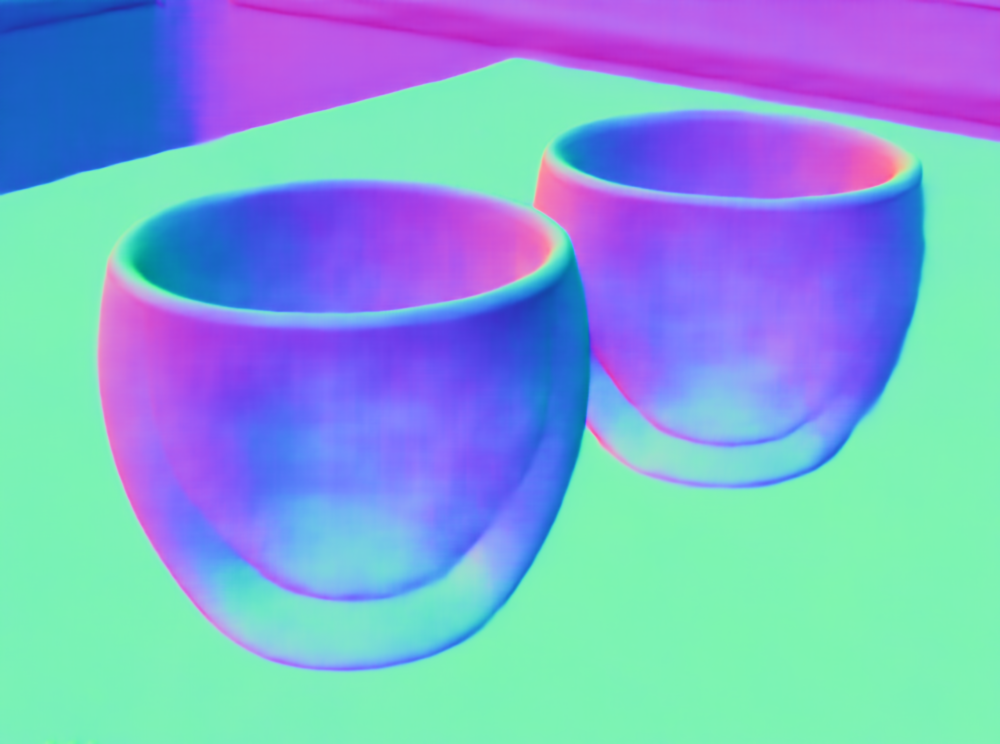 MoGe-2 predicted surface normals for double-walled glass